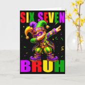 Six Seven Bruh Mardi Gras Jester Dab 6 7 Meme Fat  Kaart (Gele Bloem)