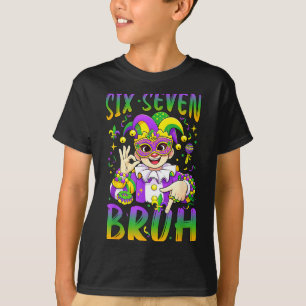 Six Seven Bruh Mardi Gras Leprechaun Narrenhoed Fl T-shirt