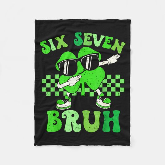 Six seven bruh meme 67 dabbing shamrock st patrick fleece deken (Voorkant)