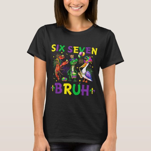 Six Seven Bruh Meme Alligator Crawfish Pelican Mar T-shirt (Voorkant)
