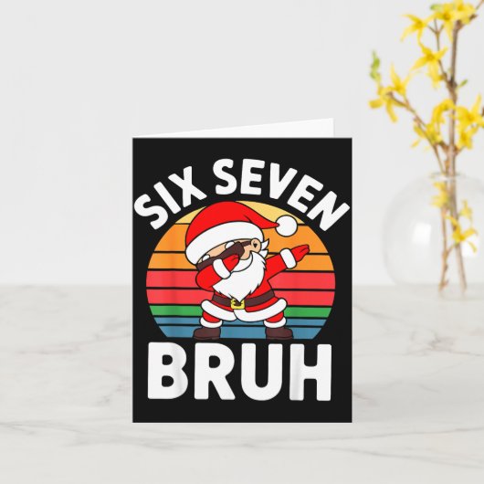 Six Seven Bruh Santa Dabbing Christmas  Kaart (Gele Bloem)