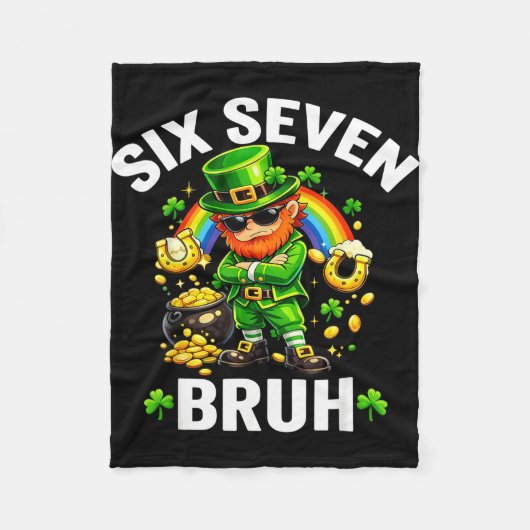 Six seven bruh st patrick’s day funny leprechaun fleece deken (Voorkant)
