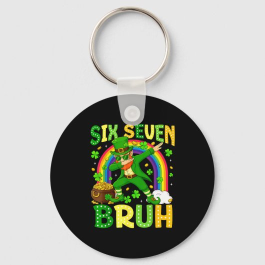Six Seven Bruh St Patricks Day Kabouter Dabbing Sleutelhanger (Voorkant)