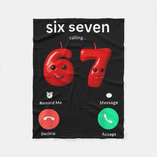 Six Seven Calling Meme Minimalist Trendy Phone Scr Fleece Deken (Voorkant)