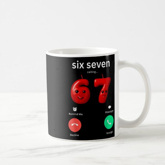 Six Seven Calling Meme Minimalist Trendy Phone Scr Koffiemok (Rechts)