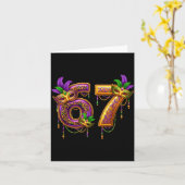 Six Seven Carnaval Festival 67 Meme Funny Mardi Gr Kaart (Gele Bloem)