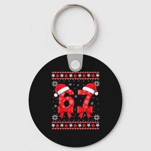 Six Seven Christmas 6 7 Ugly Christmas Sweater Boy Sleutelhanger (Voorkant)