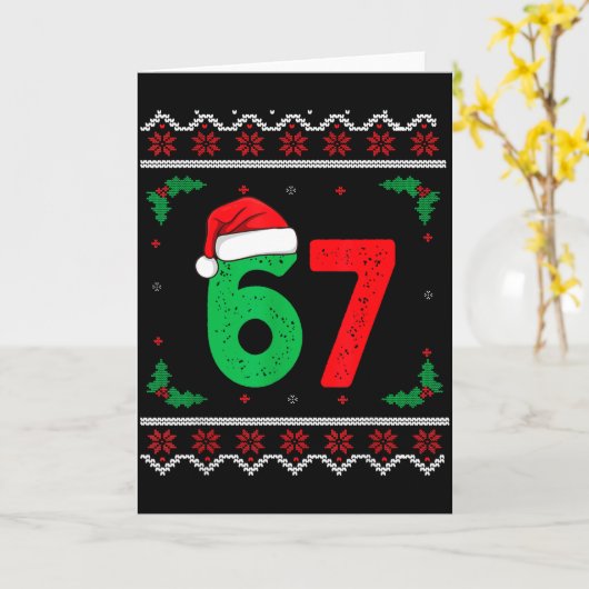 Six Seven Christmas 6 7 Ugly Christmas Sweater  Kaart (Gele Bloem)