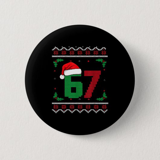 Six Seven Christmas 6 7 Ugly Christmas Sweater Ronde Button 5,7 Cm (Voorkant)