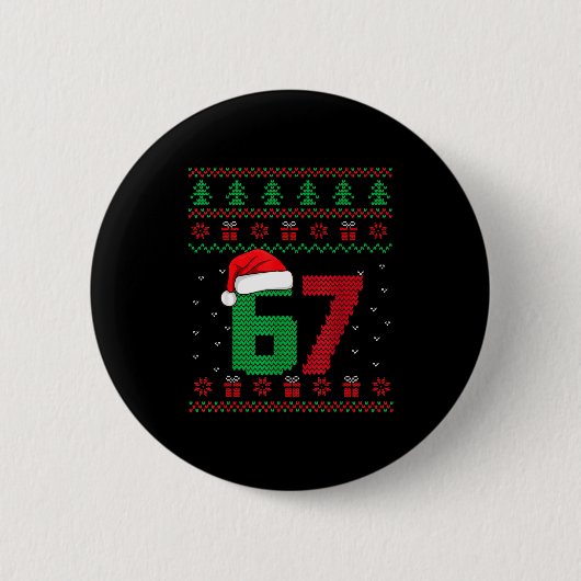Six Seven Christmas 6 7 Ugly Christmas Sweater  Ronde Button 5,7 Cm (Voorkant)