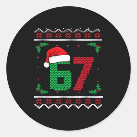 Six Seven Christmas 6 7 Ugly Christmas Sweater  Ronde Sticker (Voorkant)