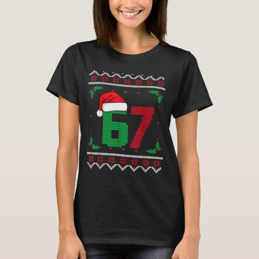 Six Seven Christmas 6 7 Ugly Christmas Sweater T-shirt (Voorkant)