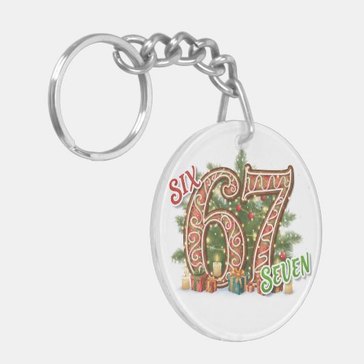 Six Seven Christmas Brain Rot Sleutelhanger (Voorkant Links)