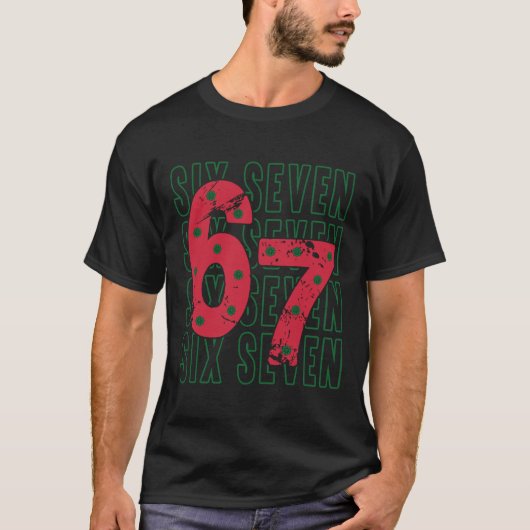 Six Seven Christmas Distressed Number Typography T-shirt (Voorkant)