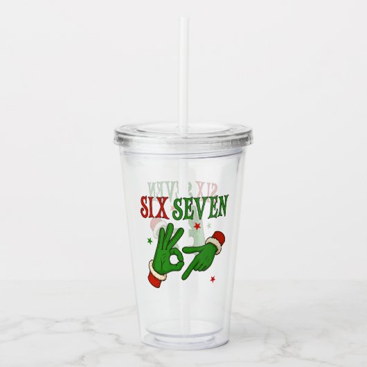 Six Seven Christmas Hands Meme Acryl Drinkbeker (Voorkant)