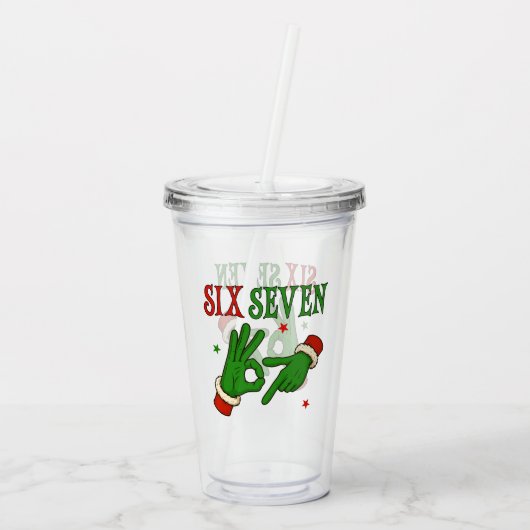 Six Seven Christmas Hands Meme Acryl Drinkbeker (Achterkant)