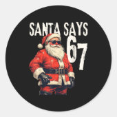 Six Seven Christmas Meme 67 Funny  Ronde Sticker (Voorkant)