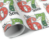 Six Seven Christmas Meme  6 7 67 Funny Xmas red  Cadeaupapier (Rol Hoek)