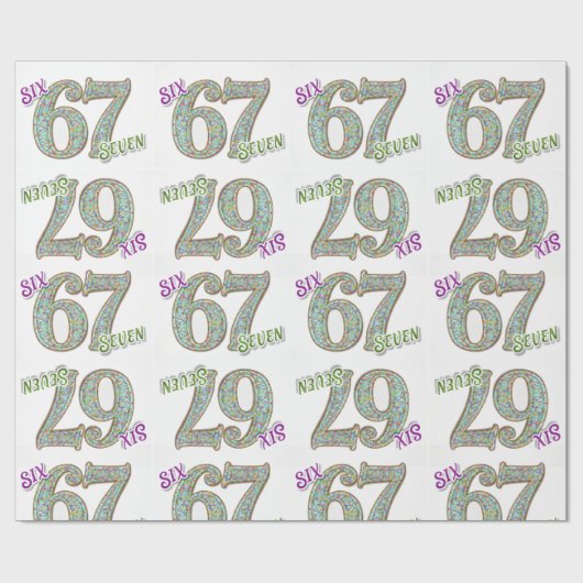 Six Seven, Confetti Verjaardag Cadeaupapier (Vlak)