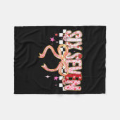 Six Seven Coquette Bow Women Girl Funny Valentines Fleece Deken (Voorkant (Horizontaal))