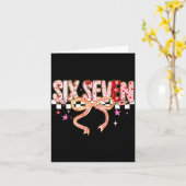 Six Seven Coquette Bow Women Girl Funny Valentines Kaart (Gele Bloem)