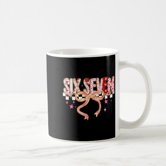 Six Seven Coquette Bow Women Girl Funny Valentines Koffiemok (Rechts)