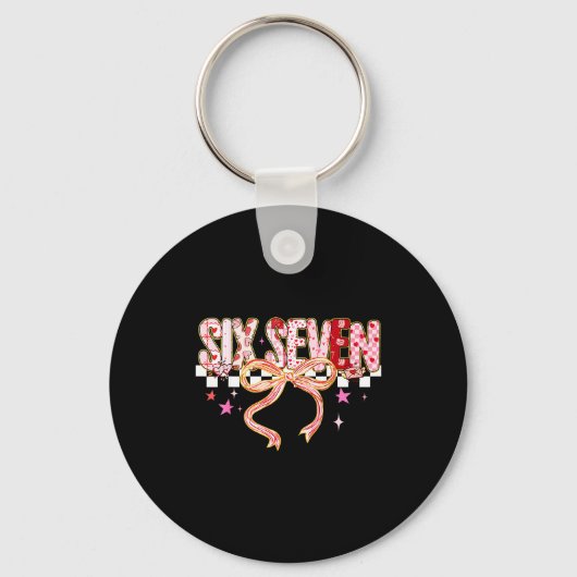 Six Seven Coquette Bow Women Girl Funny Valentines Sleutelhanger (Voorkant)