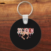 Six Seven Coquette Bow Women Girl Funny Valentines Sleutelhanger (Voorkant)