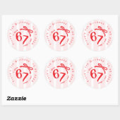 Six Seven Coquette Girl 7th Birthday Bow Thank you Ronde Sticker (Vel)