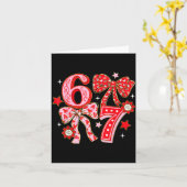 Six Seven Coquette Girl Bow Cool Meme 67 Valentine Kaart (Gele Bloem)