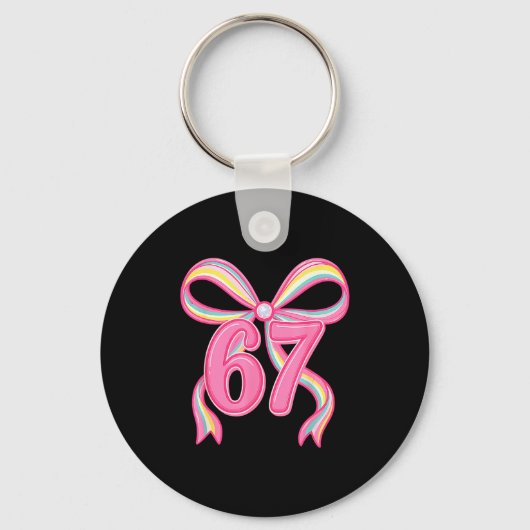 Six Seven Coquette Girl Bow Cute Meme 67 Nk Funny  Sleutelhanger (Voorkant)