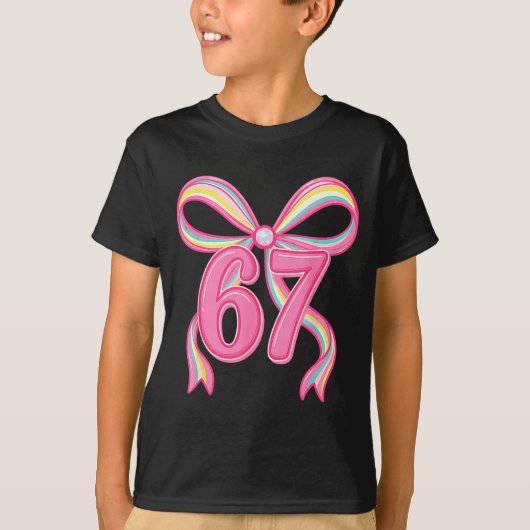 Six Seven Coquette Girl Bow Cute Meme 67 Nk Funny  T-shirt (Voorkant)