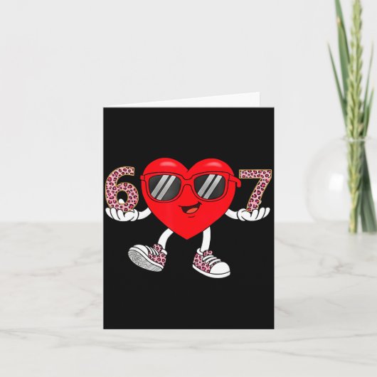 Six Seven Cute Heart 67 Meme 6 7 Valentines Day Bo Kaart (Voorkant)