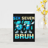 Six Seven Dabbing Cool Meme Bruh 67 Funny Dab Numb Kaart (Gele Bloem)