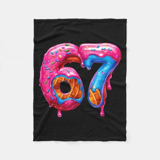 Six Seven Donut Ice Cream Drip Cool Meme Funny 67  Fleece Deken (Voorkant)