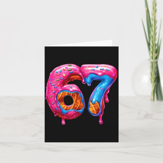Six Seven Donut Ice Cream Drip Cool Meme Funny 67 Kaart (Voorkant)