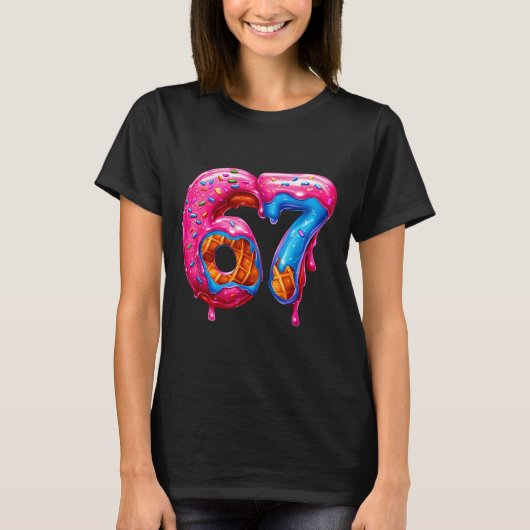 Six Seven Donut Ice Cream Drip Cool Meme Funny 67 T-shirt (Voorkant)