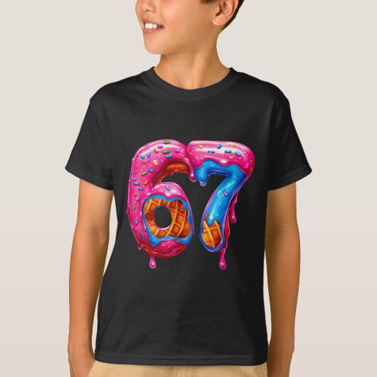 Six Seven Donut Ice Cream Drip Cool Meme Funny 67 T-shirt (Voorkant)