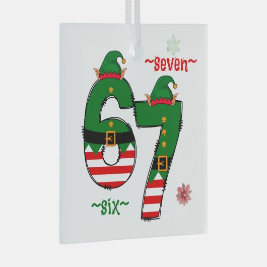 Six Seven Dressed In Elf Suits Christmas Glas Ornament (Voorkant Rechts)