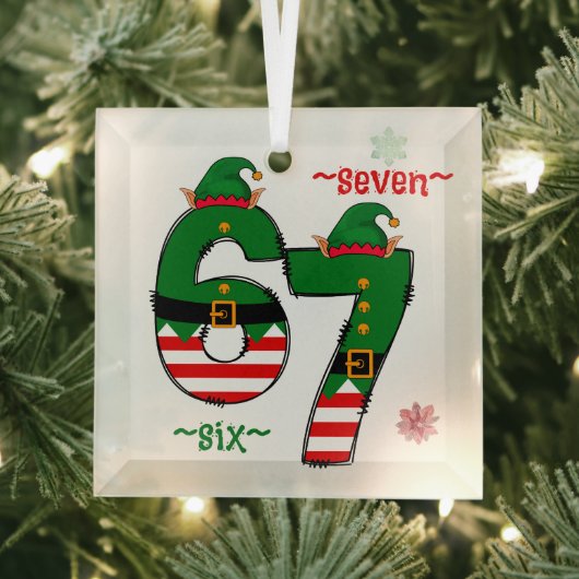 Six Seven Dressed In Elf Suits Christmas Glas Ornament (Insitu)