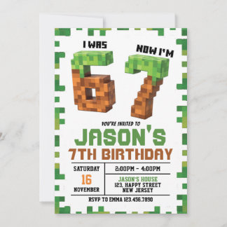 Six Seven Game Birthday Invitation. game Invite Kaart