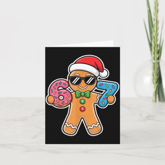 Six Seven Gingerbread 67 Funny Christmas Boys Kids Kaart (Voorkant)