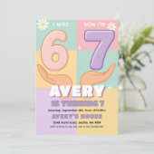 Six Seven Girl Birthday Invitation Kaart (Staand voorkant)