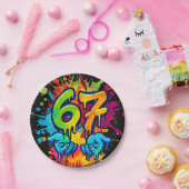 Six Seven Girl Birthday Paper Plate Papieren Bordje (Feest)