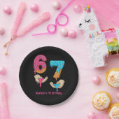Six Seven Girl Birthday Paper Plate Papieren Bordje (Feest)