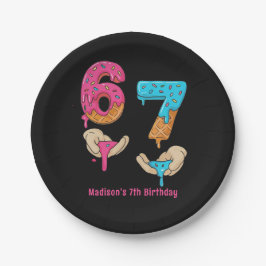 Six Seven Girl Birthday Paper Plate Papieren Bordje