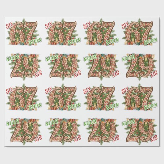 Six Seven Holiday, Green & Red  Cadeaupapier (Vlak)