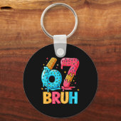 Six Seven Ice Cream Drip Cool Meme 67 Bruh Funny N Sleutelhanger (Voorkant)