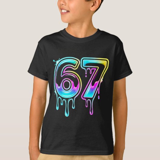 Six Seven Ice Cream Drip Cool Meme 67 Funny 6 7 Bo T-shirt (Voorkant)