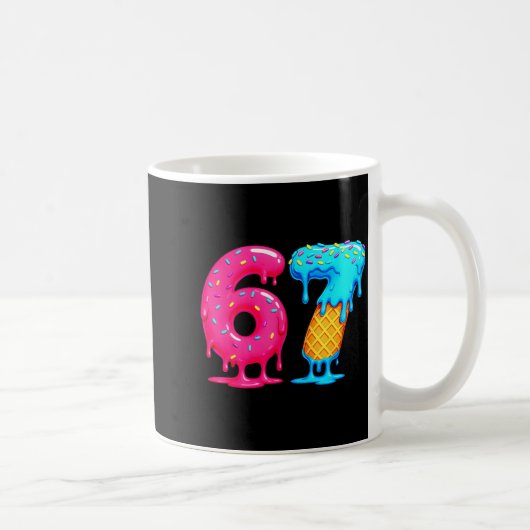 Six Seven Ice Cream Drip Cool Meme 67 Funny Number Koffiemok (Rechts)